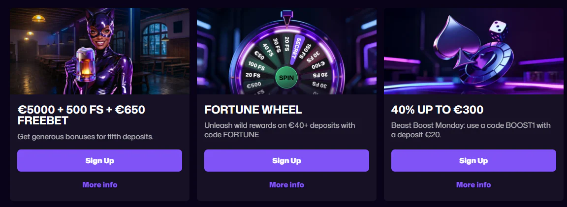 WinBeast welcome offers for new casino and sports players